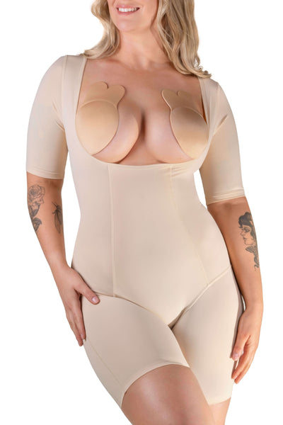 SIRENA OPEN BUST SHAPEWEAR BODYSUIT SHORTS - NUDE