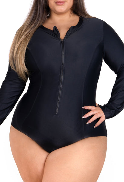 Plus size long hot sale sleeve swimwear