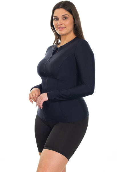 Plus Size Long Sleeve Zip Rash Vest by B Free Intimate Apparel Online, THE  ICONIC