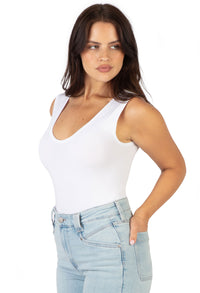 Woman white tank top