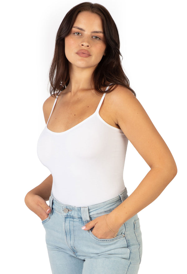 eco-friendly white tank top made from bamboo