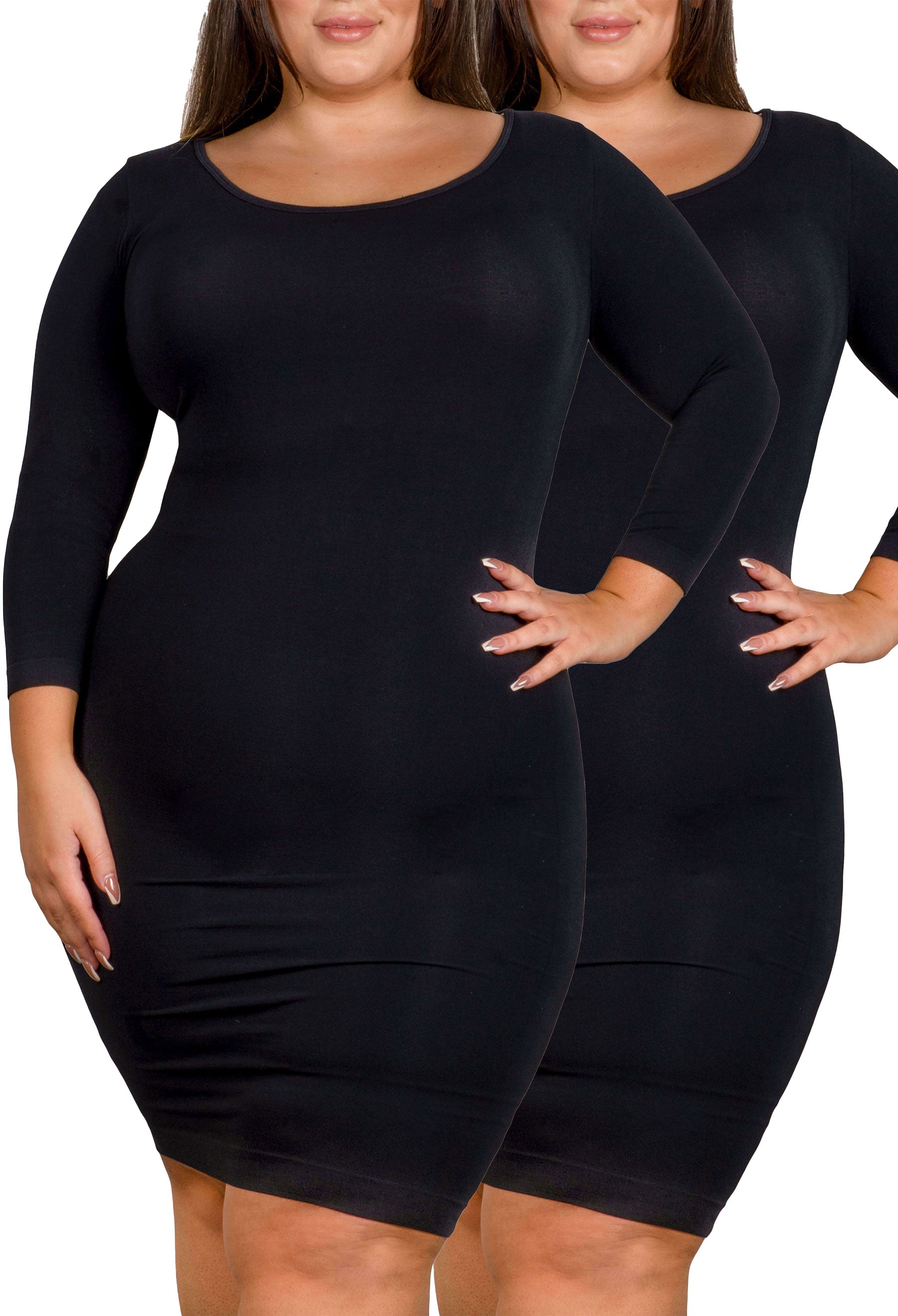 Plus Size Bamboo 3/4 Sleeve Dress -2 Pack