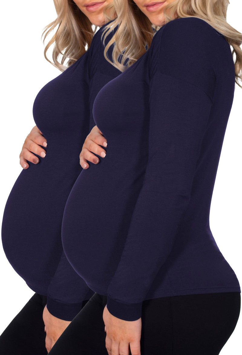 Maternity Bamboo Long Sleeve Relaxed Fit Tee - 2 Pack