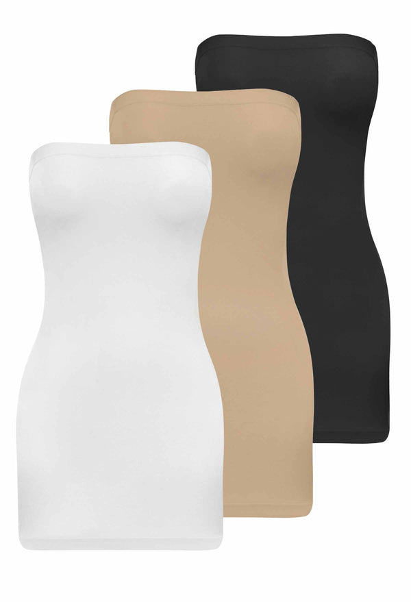 Strapless Mini Slip Dress/Skirt - 3 Pack