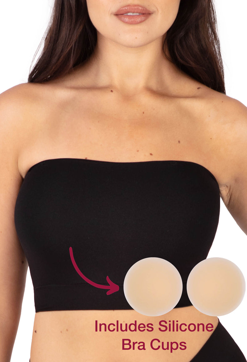 Sleek Bandeau Top with Silicone Bra Pads Set