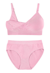 Pink Bamboo Nursing Bra + High Cut Undies Set