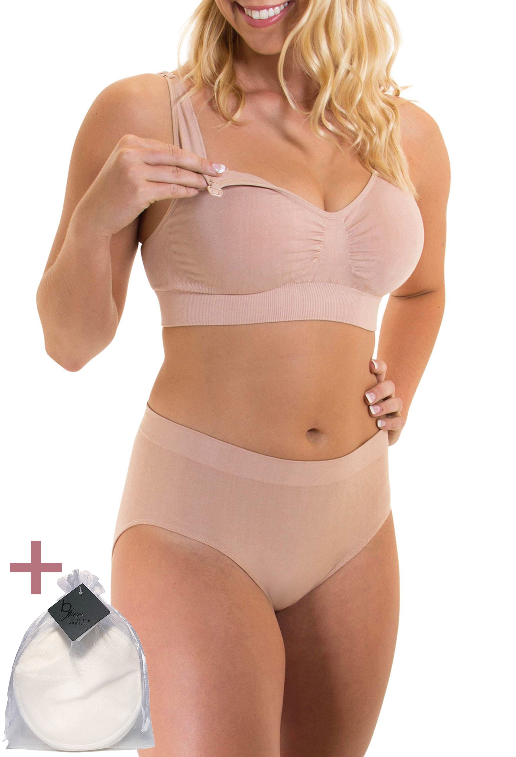 Nude Bamboo Nursing Bra + High Cut Undies Set With FREE Eco-Friendly Reusable Nursing Pads