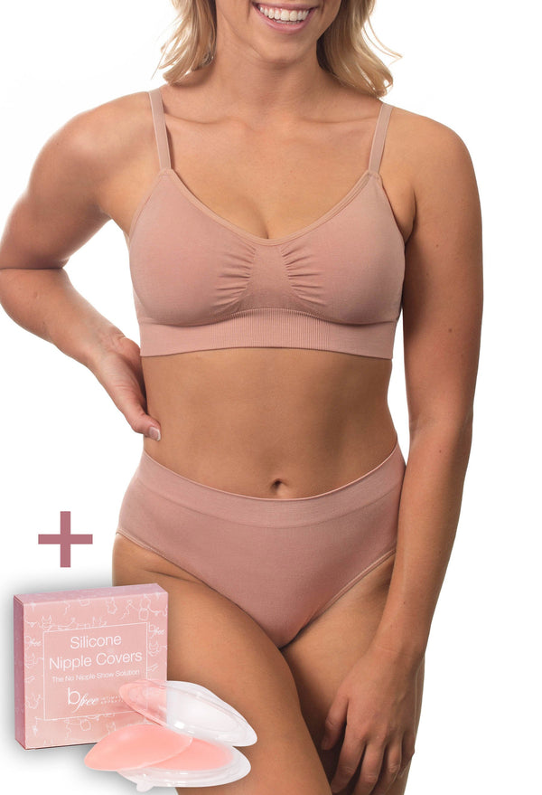 Nude Bamboo Bra + High Cut Set With FREE Nipple Covers