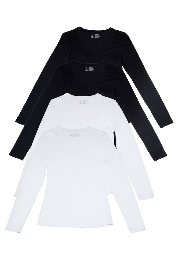 Superfine﻿ 100% Cotton Long Sleeve Top - 4 Pack