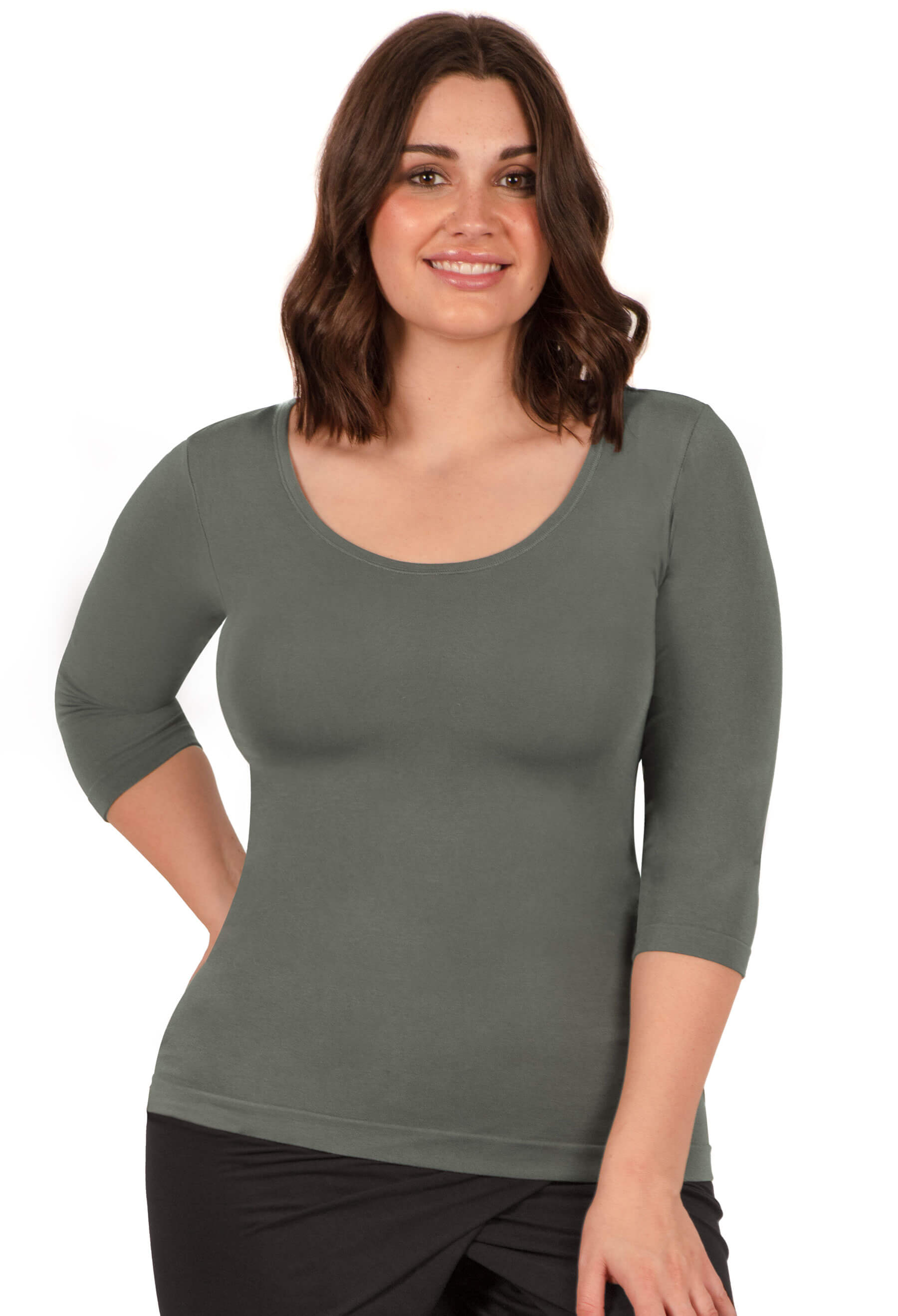 Curvy Bamboo 3/4 Sleeve Top - Silky Soft Bamboo, Embraces Curves