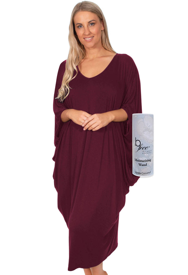 Bamboo V Neck Draped Dress + Vanilla & Coconut Stick Set