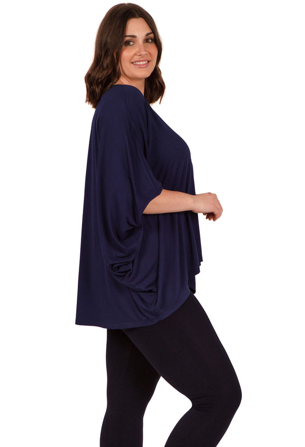 Bamboo V Neck Draped Short Sleeve Top