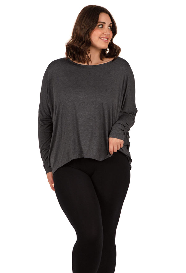 Bamboo Boat Neck Long Sleeve Top