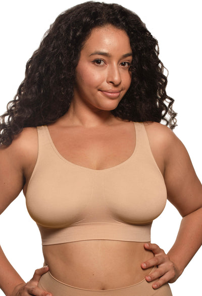 Double Lined Wire Free High Back Crop Bra - 3 Pack