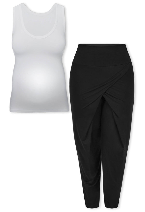 Pregnancy Bamboo Tank Top & Cross Fold Pants Set