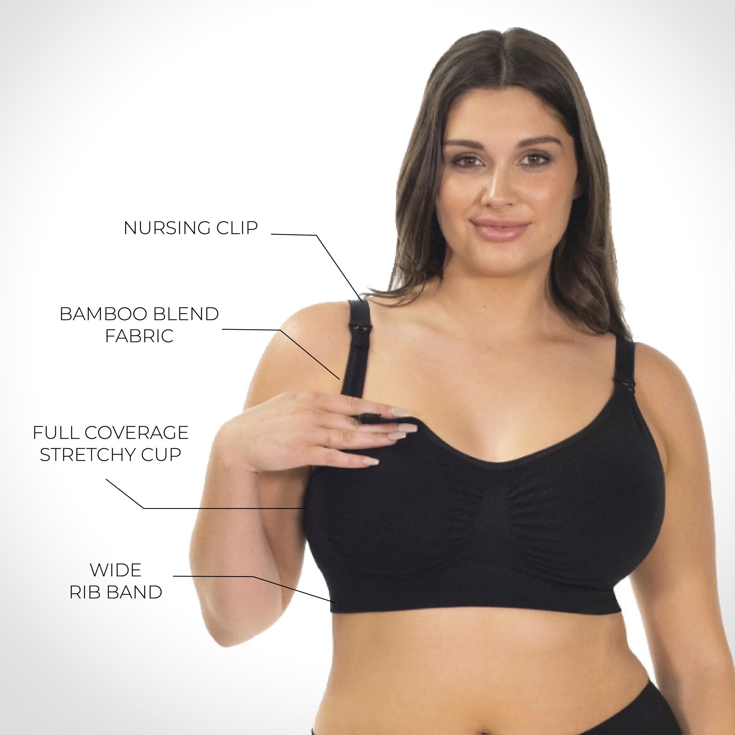 Black Bamboo Nursing Bra + High Cut Undies Set With FREE Eco-Friendly Reusable Nursing Pads