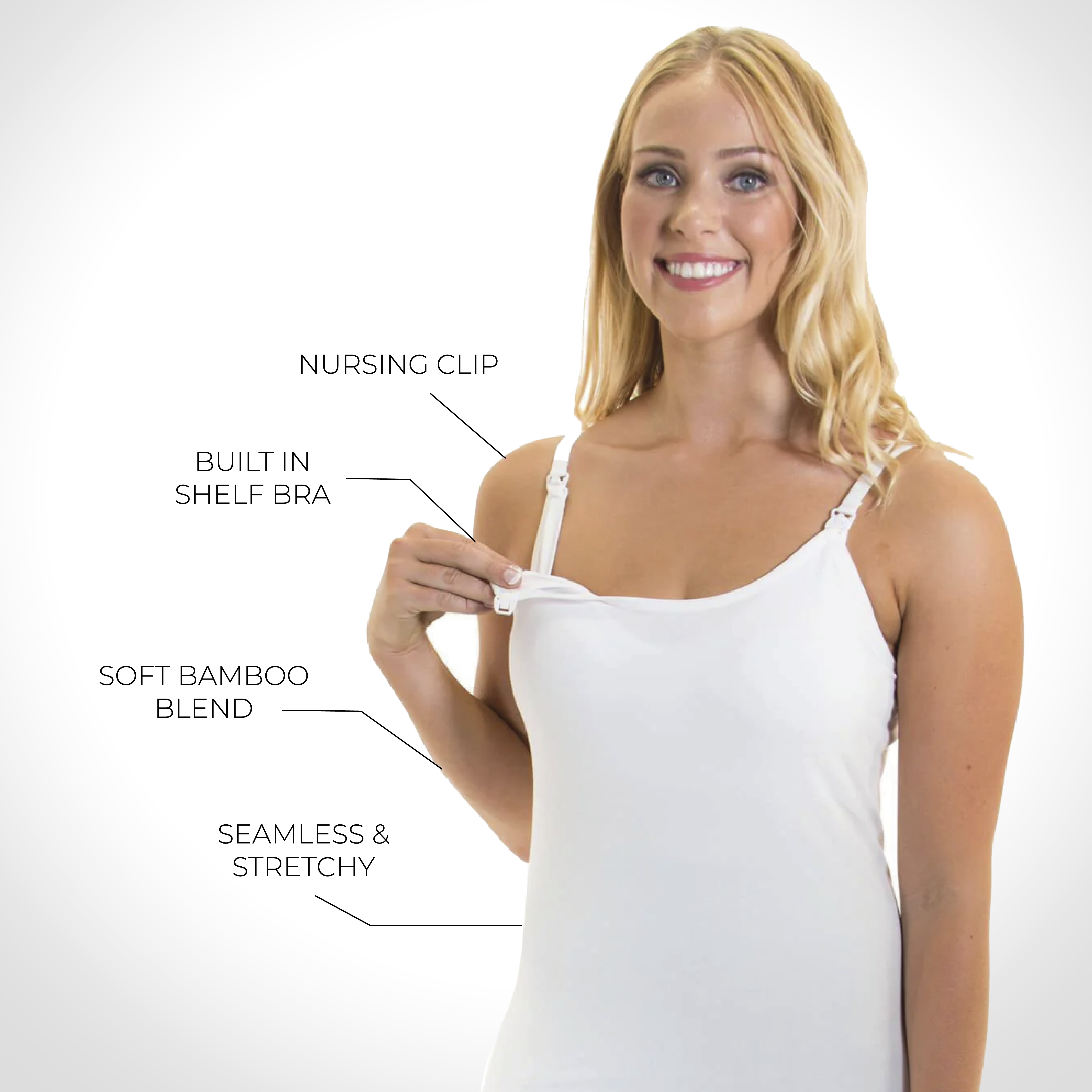 Short cotton stretch camisole built in
