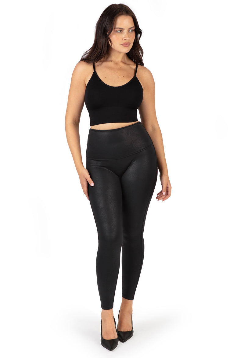 Plus Size High Rise Faux Leather Leggings