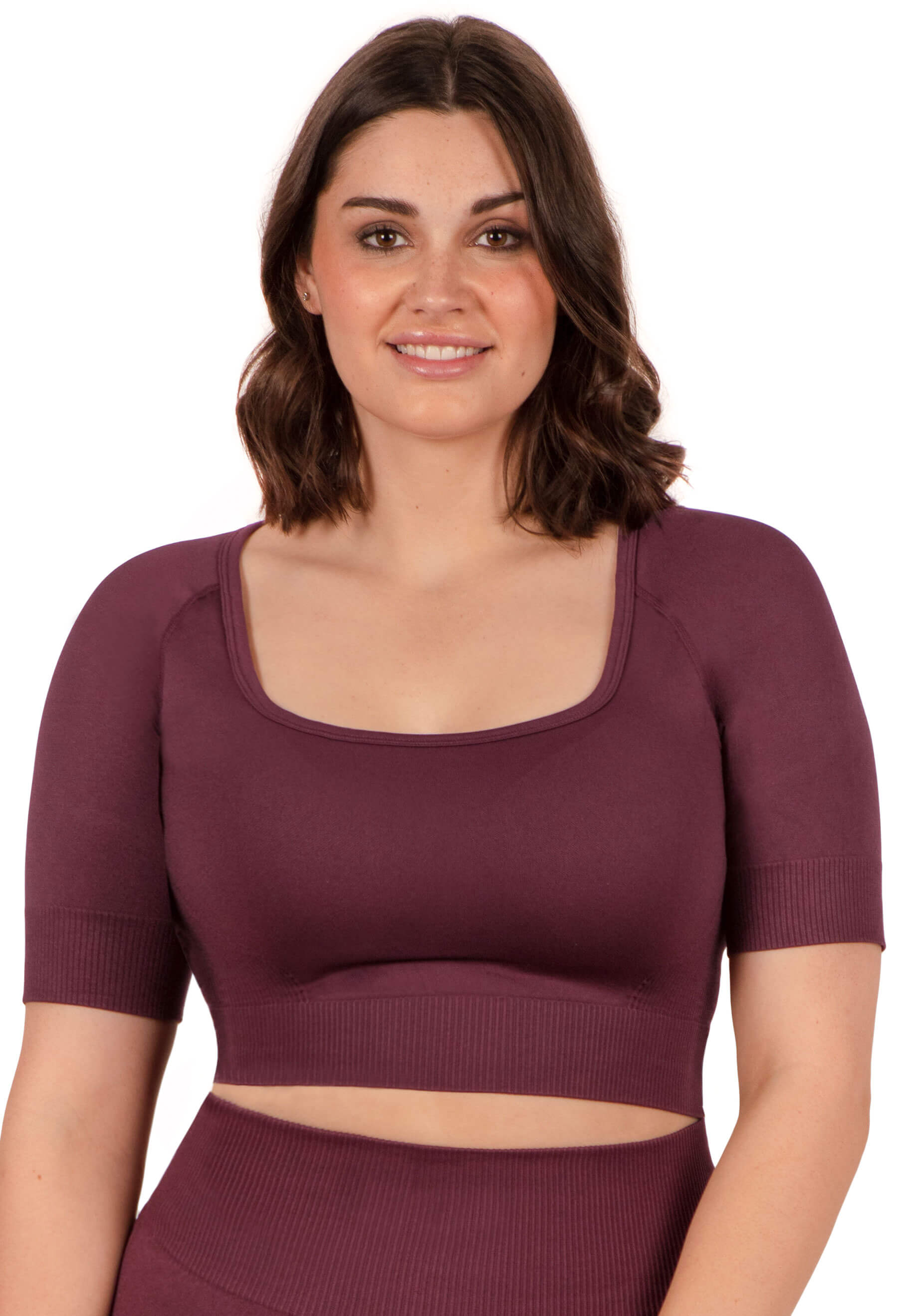 Square Neck Short Sleeve Crop Top