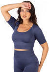 Seamless Square Neck Short Sleeve Crop Top