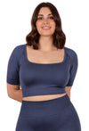 Seamless Square Neck Short Sleeve Crop Top