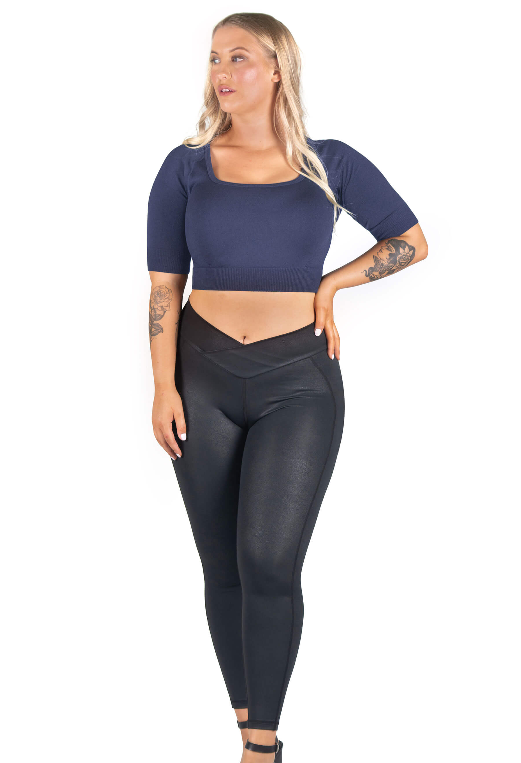 Seamless Square Neck Short Sleeve Crop Top