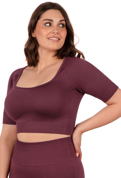 Seamless Square Neck Short Sleeve Crop Top