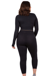 Long Sleeve Crop Top & High Waist Full Length Leggings