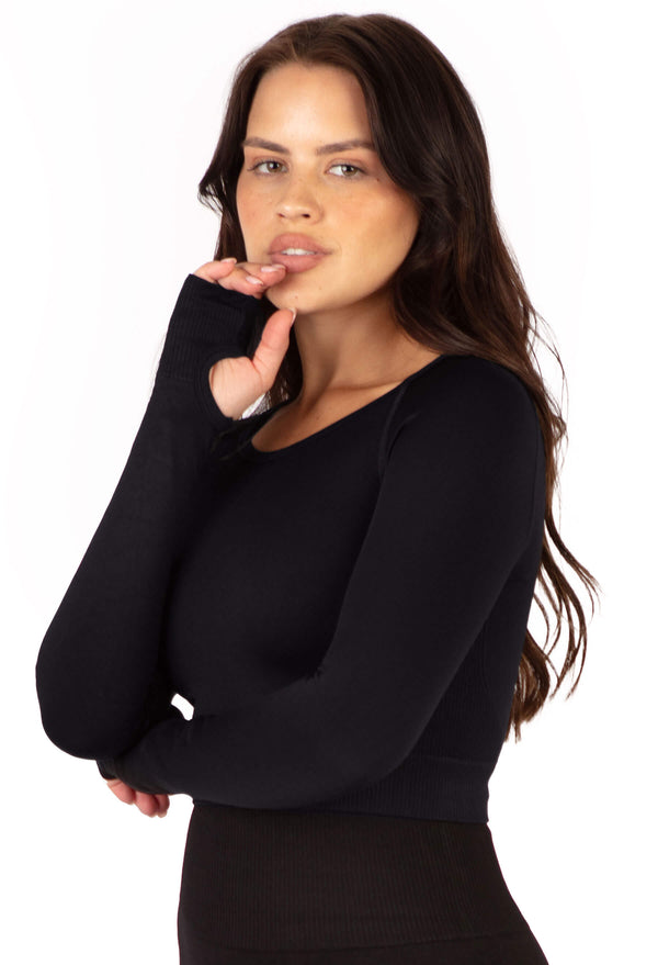 Seamless Long Sleeve Crop Thermal Top - 2 Pack