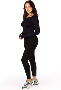 Long Sleeve Crop Top & High Waist Full Length Leggings