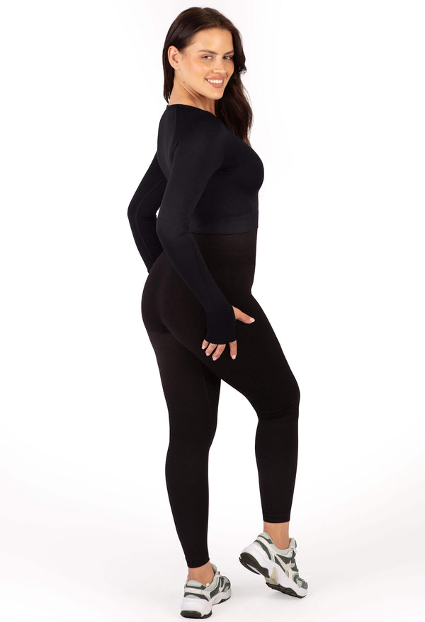 Long Sleeve Crop Top & High Waist Full Length Leggings