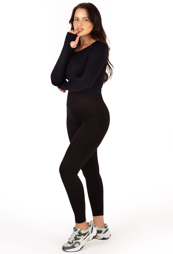 Long Sleeve Crop Top & High Waist Full Length Leggings