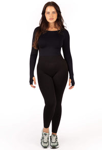 Long Sleeve Crop Top & High Waist Full Length Leggings