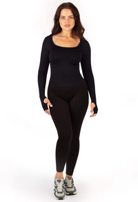 Seamless Square Neck Long Sleeve Thermal Top