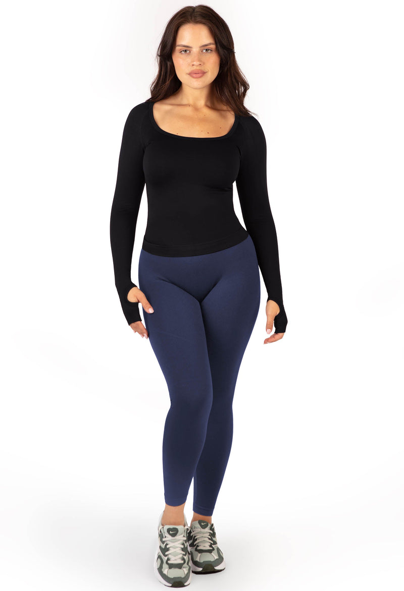 Seamless Square Neck Long Sleeve Top