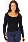 Seamless Square Neck Long Sleeve Thermal Top