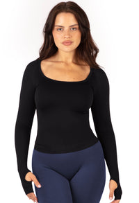 Seamless Square Neck Long Sleeve Top