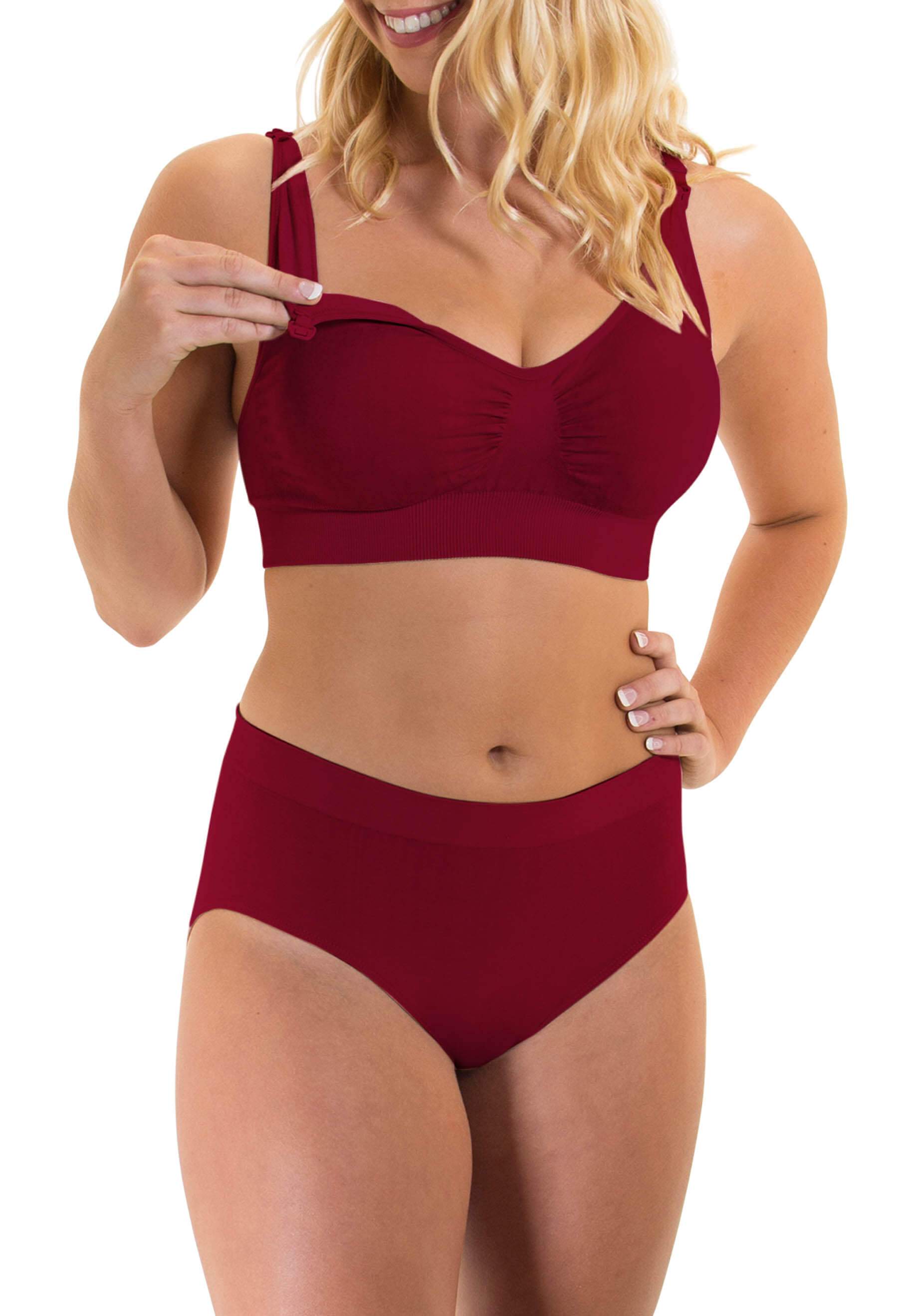 Red Bamboo Nursing Bra + High Cut Undies Set