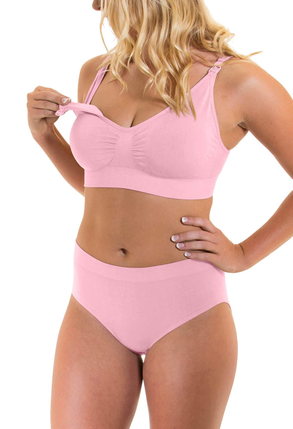 Pink Bamboo Nursing Bra + High Cut Undies Set