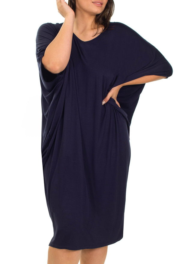 Bamboo V Neck Draped Dress - 2 Pack