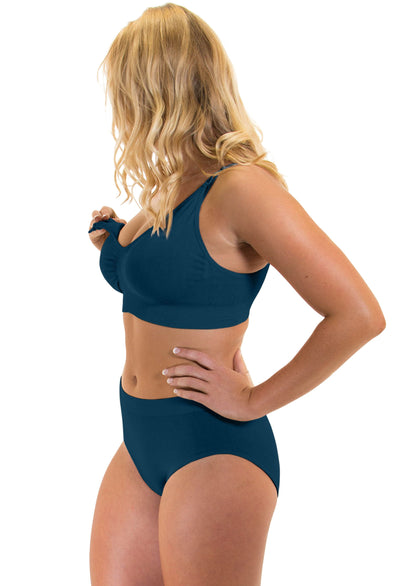 Blue Bamboo Nursing Bra + High Cut Undies Set With FREE Eco-Friendly Reusable Nursing Pads