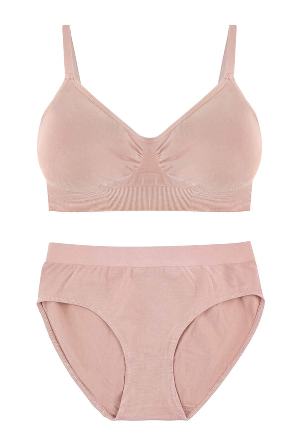 Nude Bamboo Bra + High Cut Set With FREE Nipple Covers