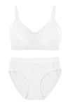 White Bamboo Bra + High Cut Set With FREE Nipple Covers