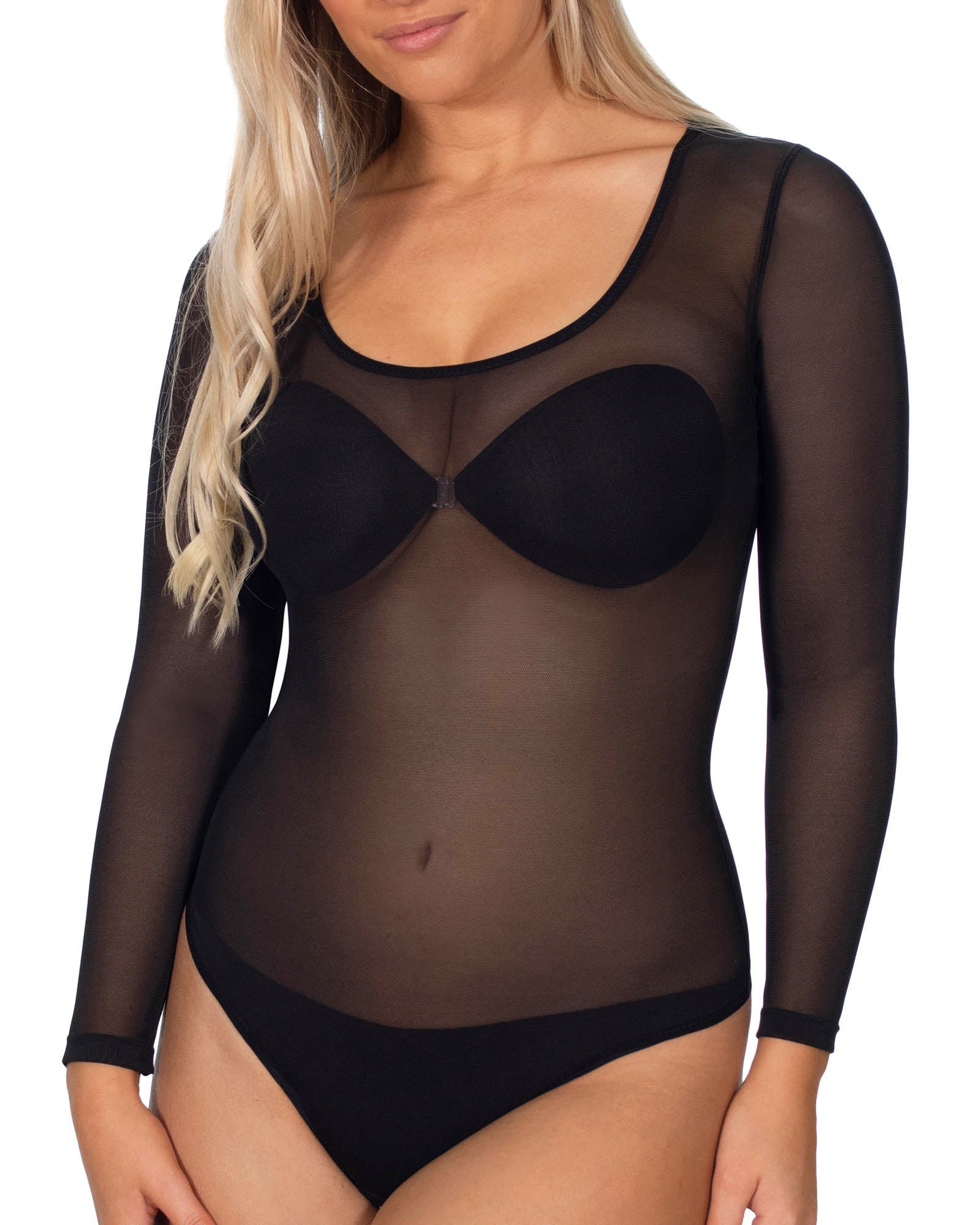Wolford Wolford Mesh & String Sexy Black Bodysuit 3/4 Sleeves