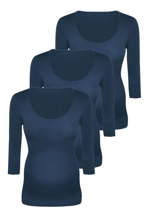 Maternity Bamboo 3/4 Sleeve Top - 3 Pack