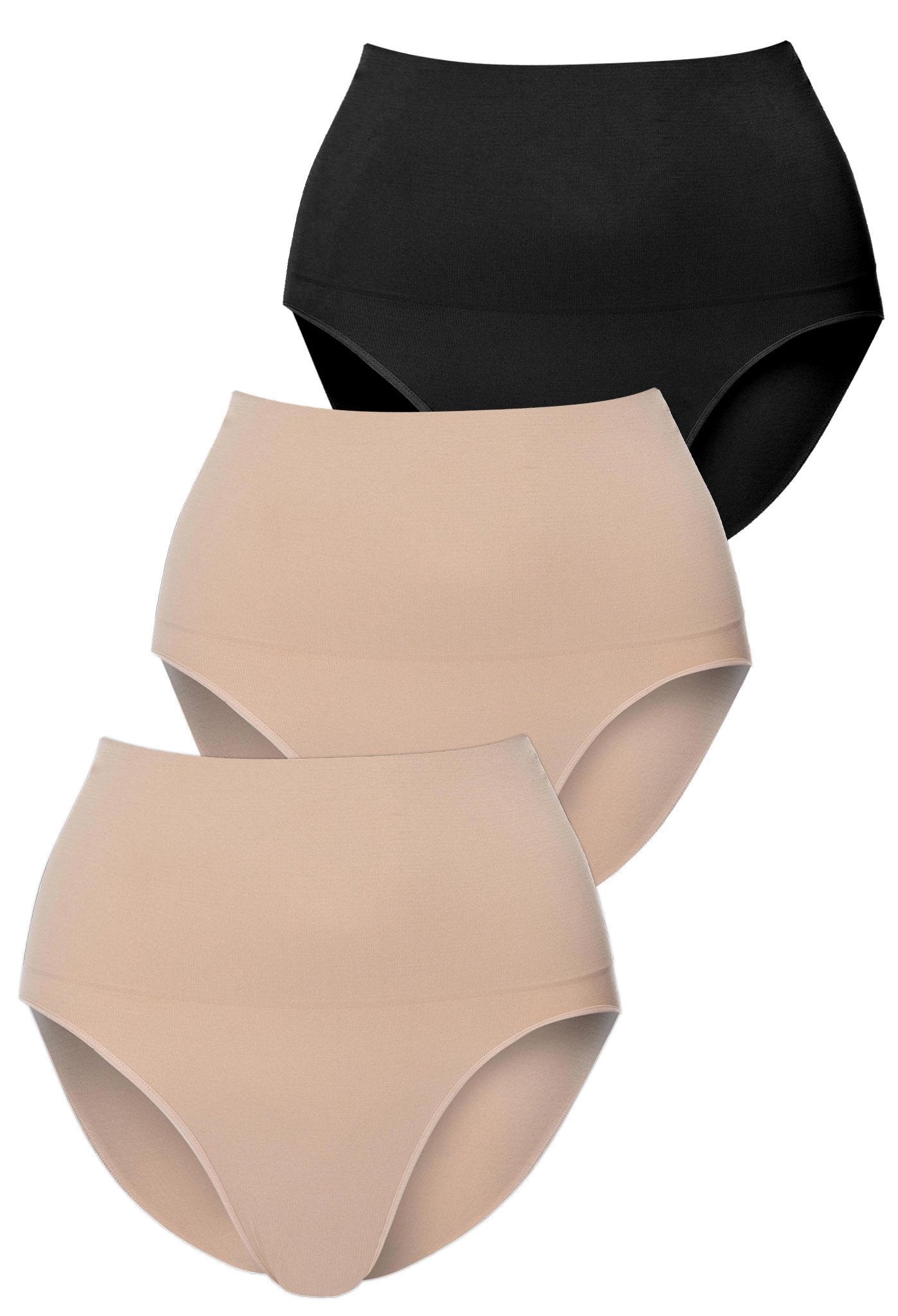 Belvia Comfia Tummy Control Shaping Briefs Black/nude 2pack