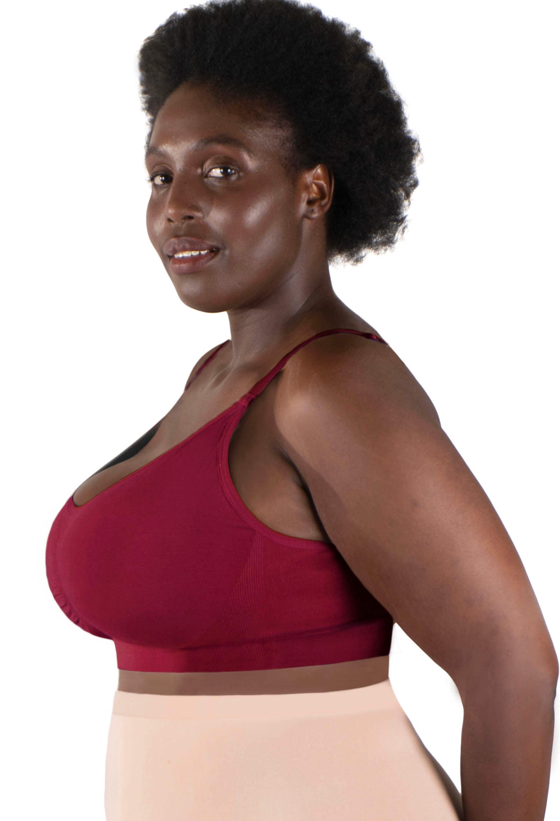 Shop Plus Size Bamboo Seamless Back Closure Bra in Red