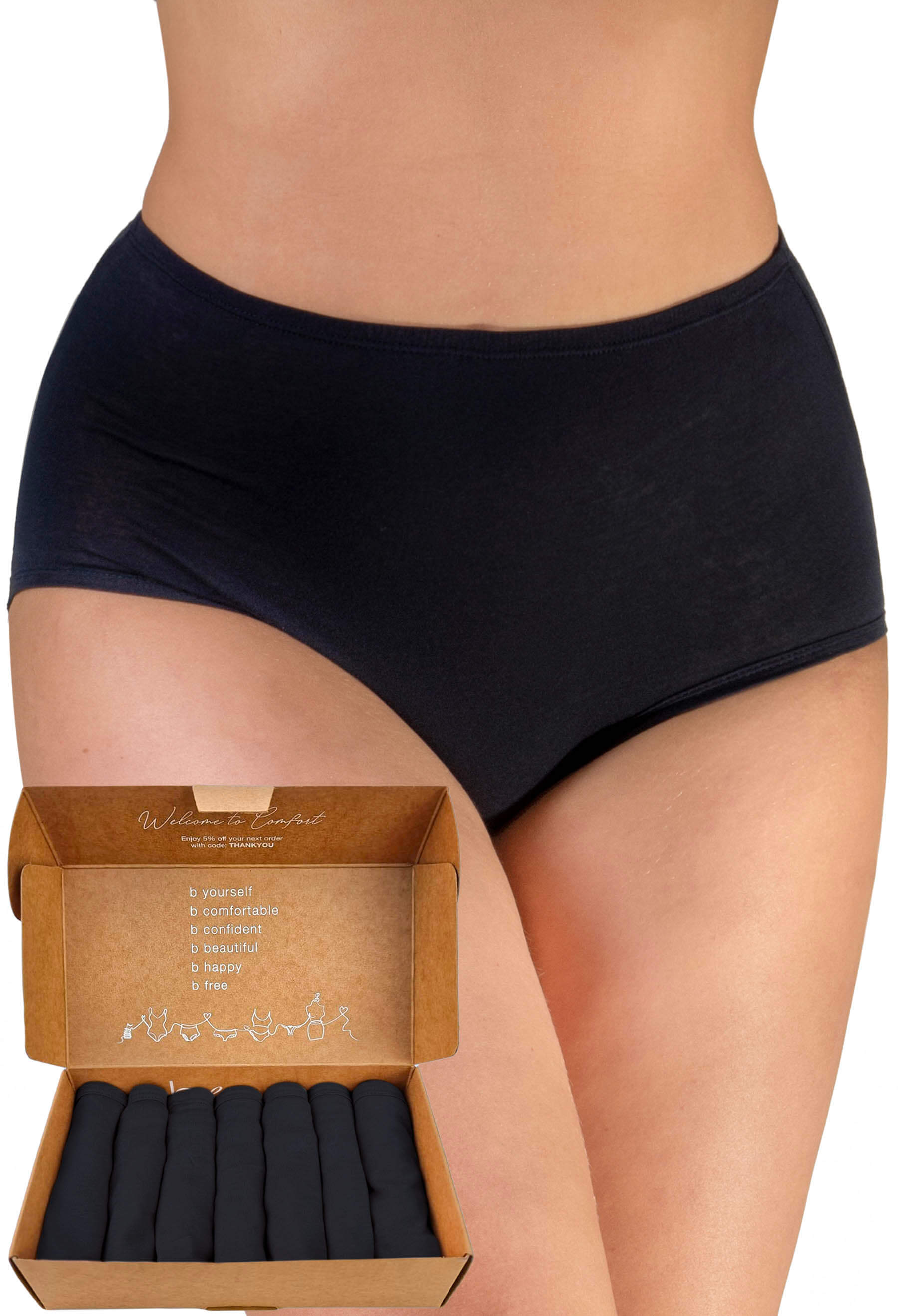 6 Pack Ladies Briefs Maxi, 100% Cotton Full Comfort Fit Underwear