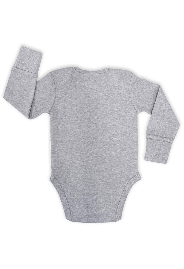 Long Sleeve Baby Bodysuit - 100% Organic Cotton - Grey Melange