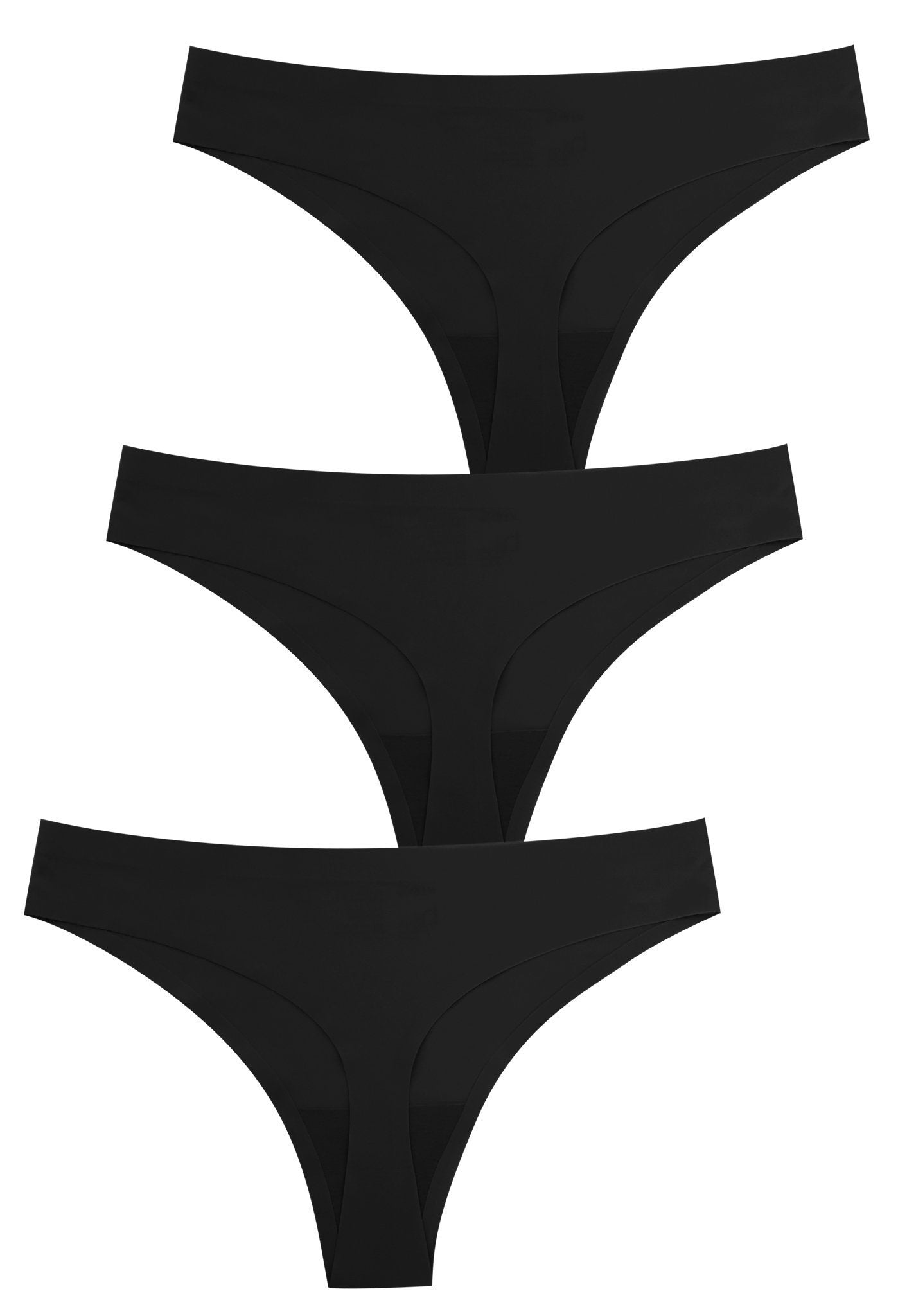 Featherlight Invisible Edge G String, Black 3 Pack